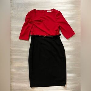 Calvin Klein Red and Black Dress | Size 6